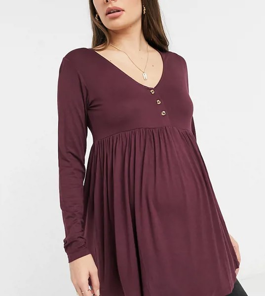 Бордовый свободный топ для кормящих матерей New Look Maternity-Красный