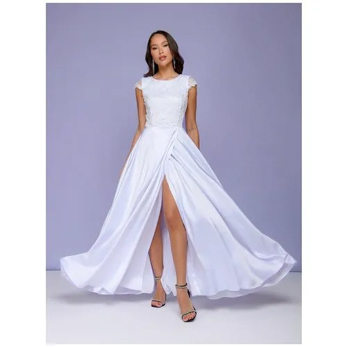 Платье 1001dress, вечернее, макси, размер 48, белый