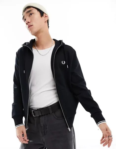 Черная толстовка на молнии Fred Perry