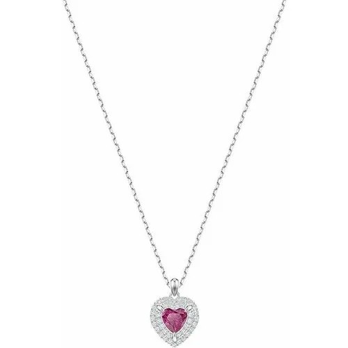 Колье SWAROVSKI, кристаллы Swarovski, длина 38 см, розовый, серебряный