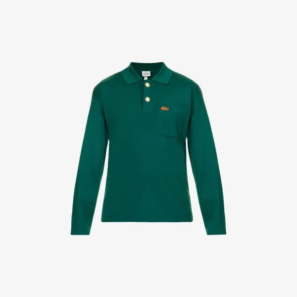 Шерстяная трикотажная рубашка-поло стандартного кроя Le FLEUR* x Lacoste с фирменной аппликацией Lacoste, цвет swing