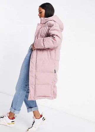 Розовое длинное дутое пальто Missguided-Коричневый