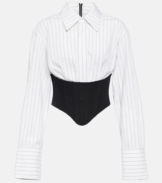 Хлопковая рубашка в полоску с корсетом Dion Lee, черный