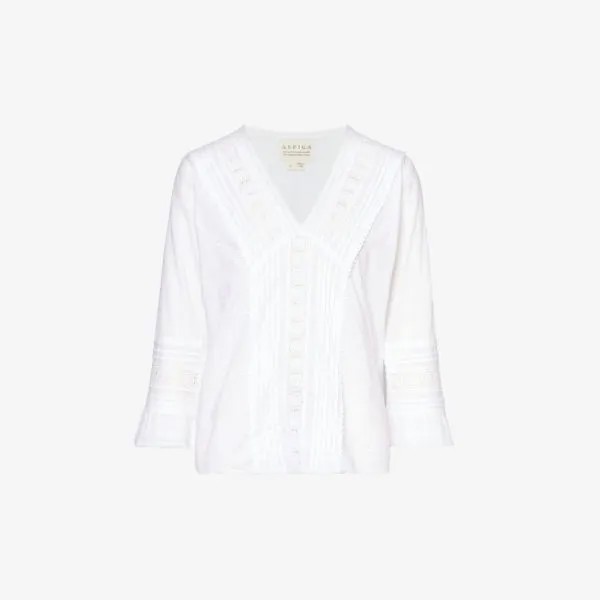 Блуза valentina из органического хлопка с отделкой вышивкой Aspiga, белый