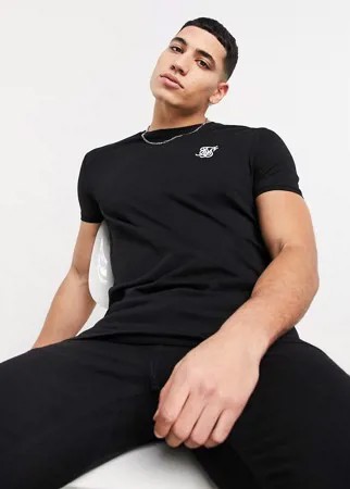 Черная спортивная футболка SikSilk-Черный цвет