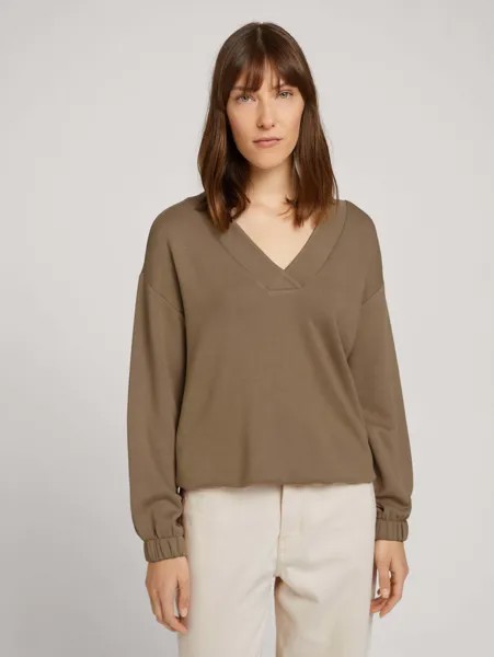 Свитшот женский TOM TAILOR 1028905 коричневый S