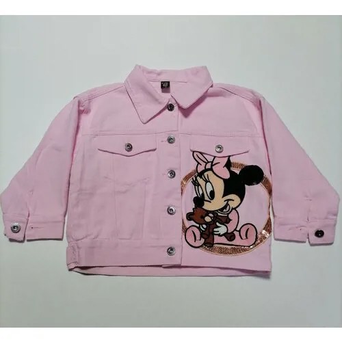 Джинсовая куртка  летняя укороченная, размер 110 рост, розовый