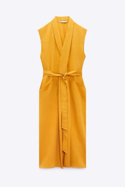 Платье Zara With Belt, горчичный
