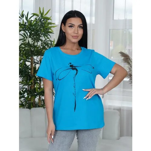 Футболка LOVETEX.STORE, размер 52, бирюзовый