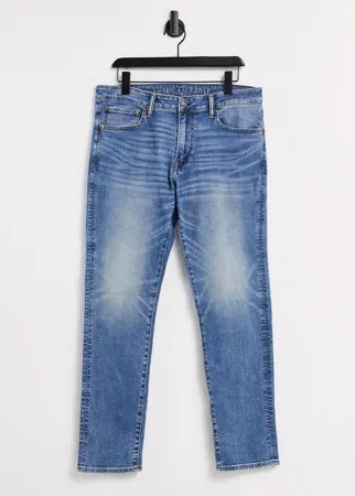 Выбеленные джинсы узкого кроя цвета индиго American Eagle-Голубой