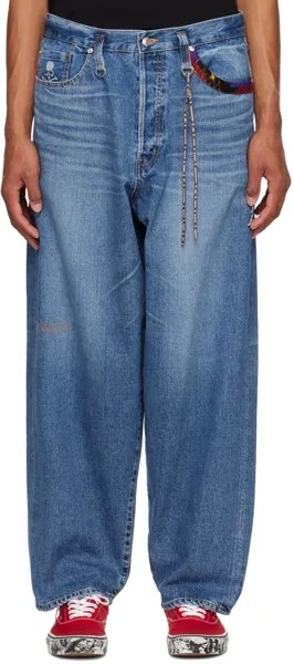Синие джинсы с вышивкой mastermind JAPAN