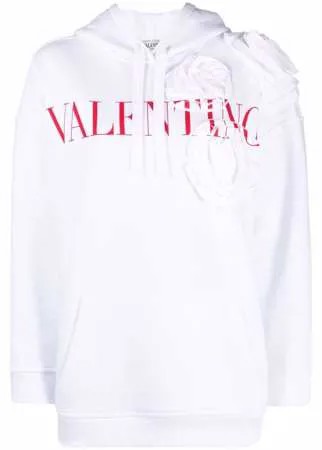 Valentino худи с цветочной аппликацией и логотипом