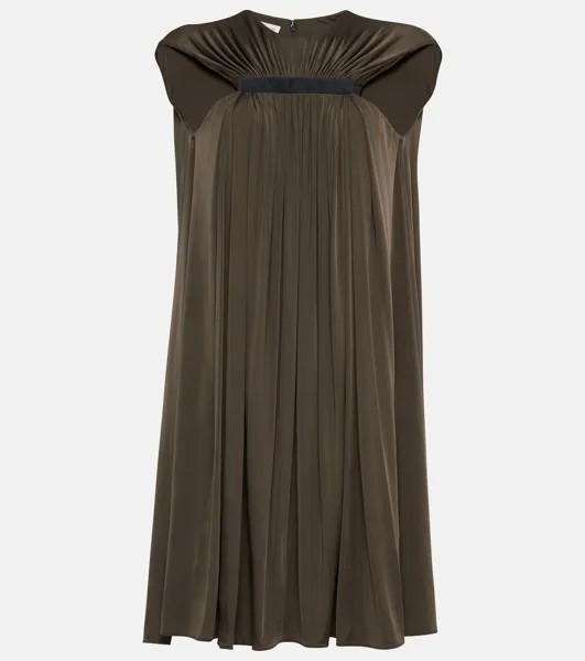 Мини-Платье из джерси со сборками Alexander Mcqueen, коричневый