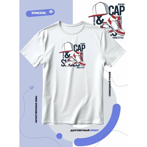 Футболка SMAIL-P красно-белые кепка и кроссовки new york dudestyle, размер 8XL, белый