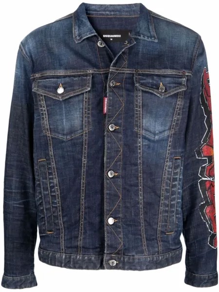 Dsquared2 джинсовая куртка с принтом граффити, синий