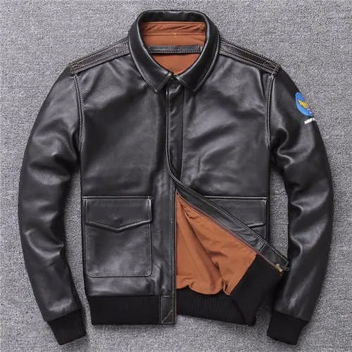 Куртка-пилот A2 Мужская, мотоциклетная куртка из натуральной воловьей кожи, пилот в стиле милитари ВВС, пиджак-Авиатор, зимнее пальто