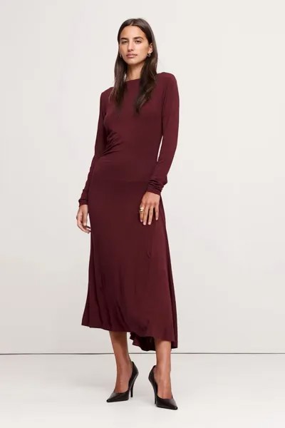 Асимметричное платье миди из смесовой шерсти Banana Republic, красный