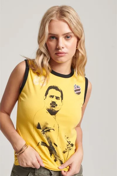 Рубашка без рукавов Ringspun Allstars FM Vintage переиздание Superdry, желтый