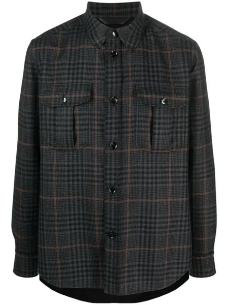 Brioni куртка-рубашка в клетку, черный