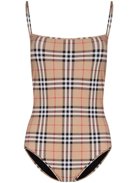 Burberry купальник в клетку Vintage Check, нейтральный цвет