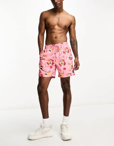 Hurley — Cannonball Tiger — розовые шорты для плавания