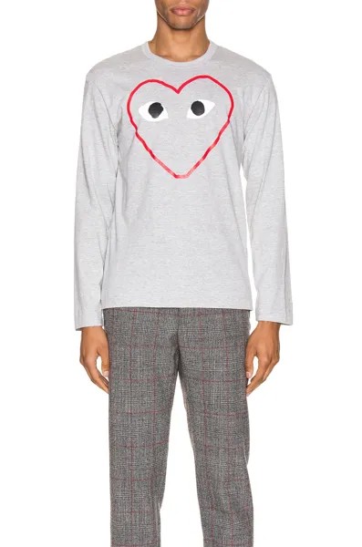 Футболка Comme des Garçons Heart Logo Long Sleeve, серый