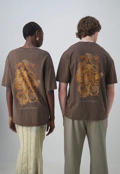 Футболка с принтом Jorvenom Tee Crew Neck Unisex Jack & Jones, коричневый