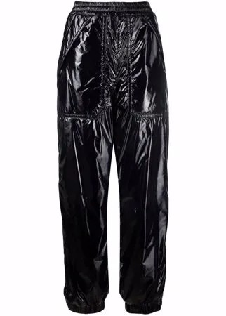 Moncler лакированные брюки с эластичным поясом