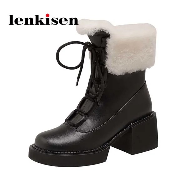 Lenkisen superstar рекомендует обувь из натуральной кожи с круглым носком на высоком каблуке корейские уличные красивые женские ботильоны с перекр...