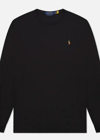 Мужской лонгслив Polo Ralph Lauren Custom Slim Fit Interlock, цвет чёрный, размер XXL
