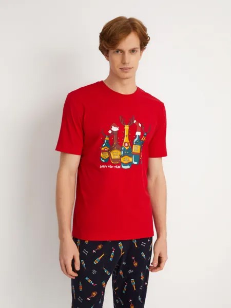 Домашний пижамный комплект новогодний (футболка и штаны)