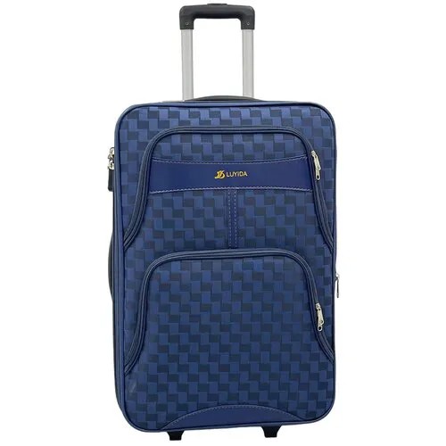 Чемодан Bags-art, текстиль, износостойкий, увеличение объема, адресная бирка, 45 л, размер S, синий