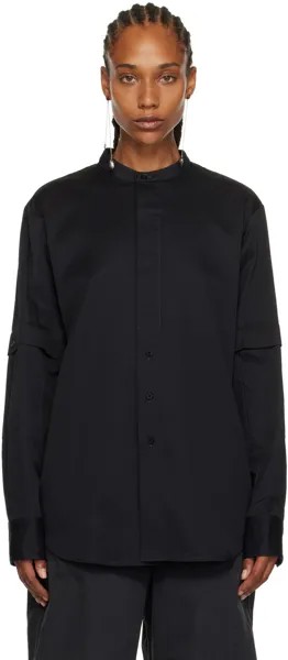 Черная рубашка с воротником-стойкой LEMAIRE