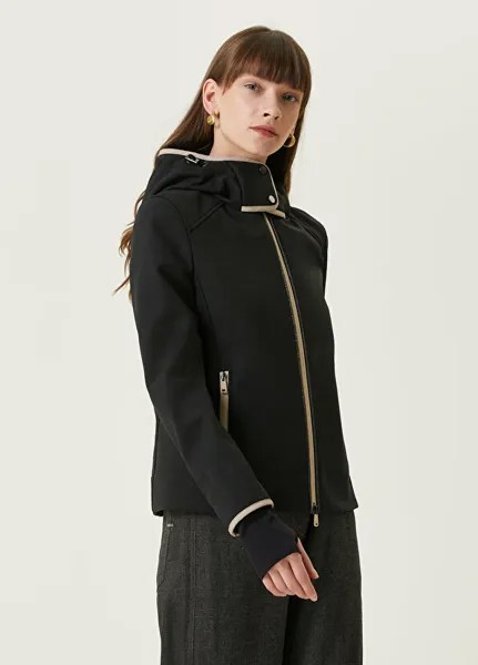 Черное шерстяное пальто с капюшоном Brunello Cucinelli