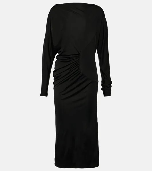 Платье макси oron со сборками из джерси Khaite, черный