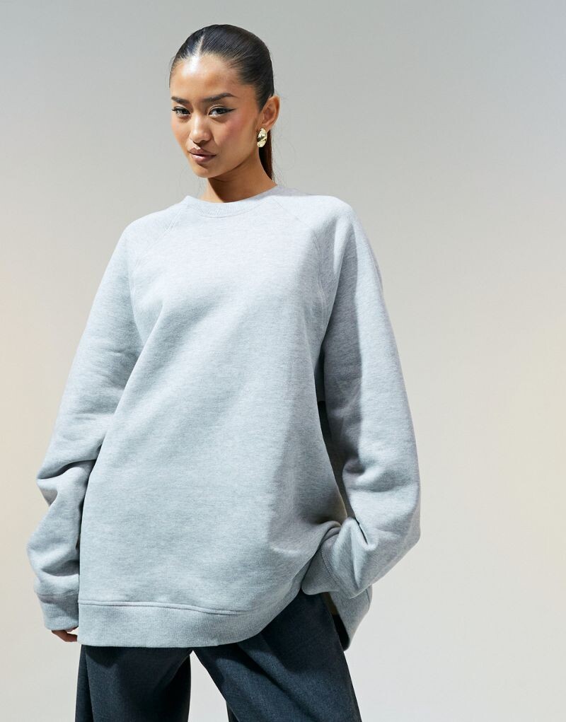 Тяжелый свитшот оверсайз серого цвета вереска ASOS DESIGN