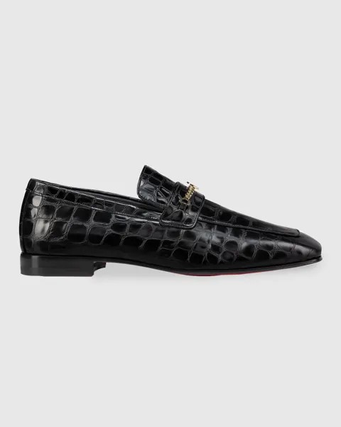 Мужские лоферы MJ Moc с тиснением под кожу аллигатора Christian Louboutin, цвет Black