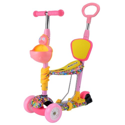 Кикборд Moby Kids Утенок 3в1 розовый/желтый