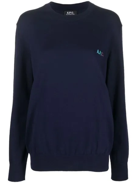 A.P.C. джемпер с вышитым логотипом, синий