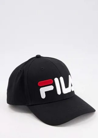 Черная бейсболка с крупным логотипом Fila Illa-Черный цвет