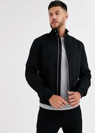 Черная куртка Харрингтон с воротником-трубой ASOS DESIGN-Черный цвет