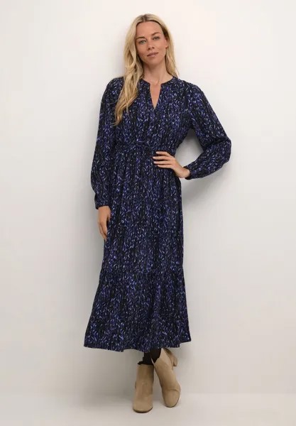 Летнее платье Tiah Zally Fit Cream, цвет mazarine blue black print