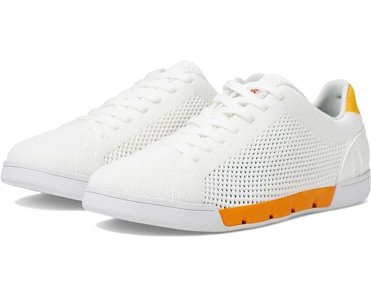 Кроссовки SWIMS Breeze Tennis Knit Sneakers, цвет White/Saffron