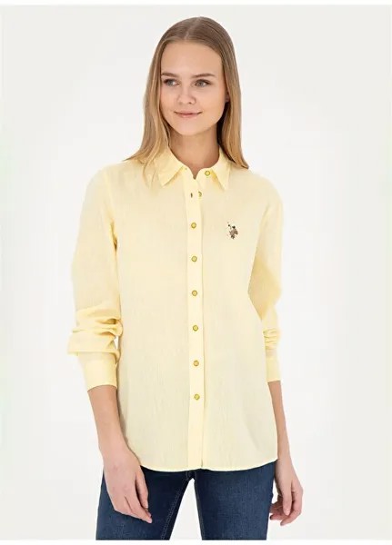 Желтая женская льняная рубашка ELMY024Y U.S. Polo Assn., желтый