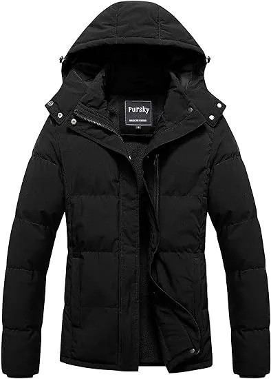 Куртка Pursky Women's Warm Winter Thicken Waterproof, черный
