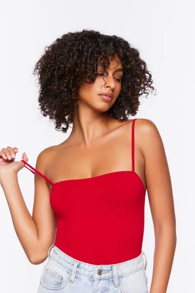 Бесшовное боди в рубчик Forever 21, томато