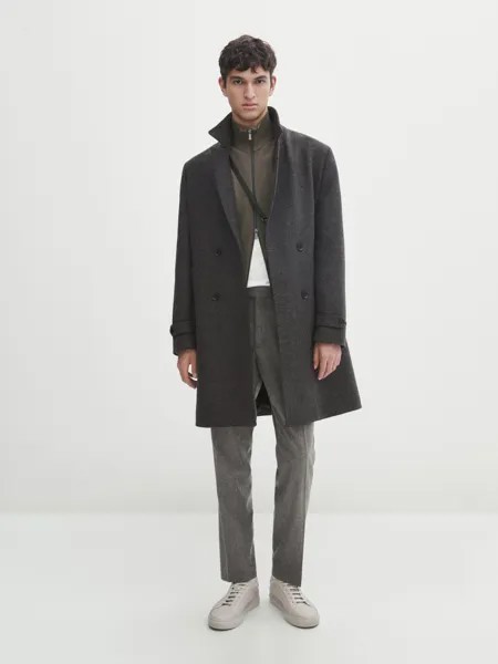 Трикотажный кардиган milano с вырезом и молнией Massimo Dutti, бледный хаки