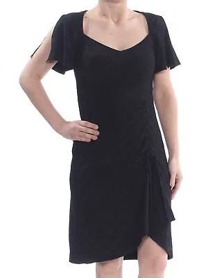 NANETTE LEPORE Женское черное вечернее платье-футляр с короткими рукавами и рюшами с V-образным вырезом 0