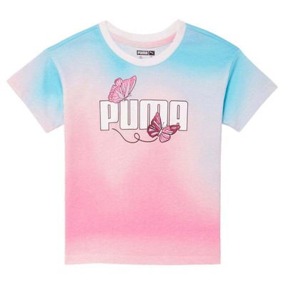 Puma Butterfly Pack Модный логотип с круглым вырезом и коротким рукавом Футболка для молодых девушек Размер