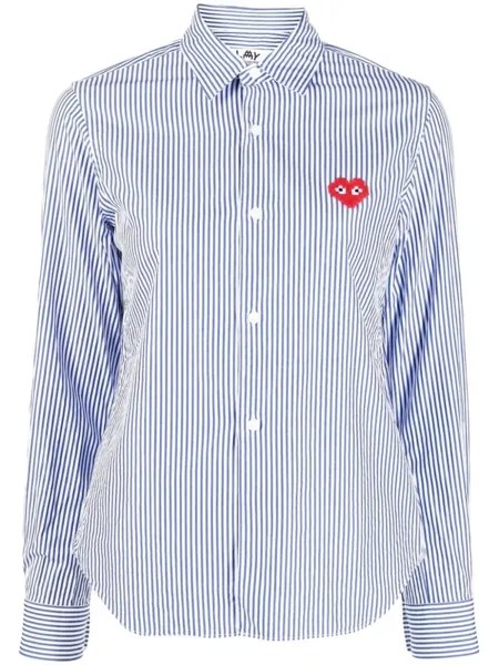 Рубашка в полоску с нашивкой-логотипом Comme Des Garçons, синий